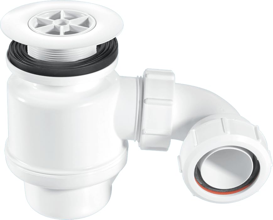 Standard Shower Trap with 85mm White Plastic Flange - STW6R
