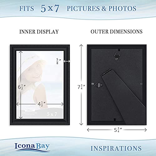 Icona Bay 5x7 Picture Frames (Black, 12 Pack), Beautifully Detailed