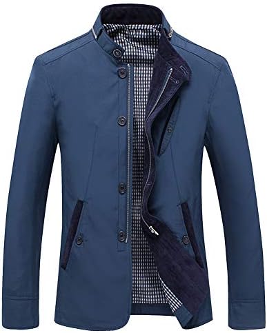 MyMei Men's Casual Jacket Stand Collar Zipper Design Regular Coat Spring Autumn Windbreaker Outerwear