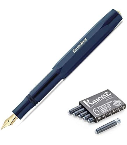 Kaweco Classic Sport Fine Nib Fountain Pen + Pack of 6 Blue Ink