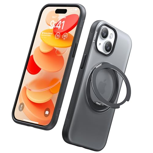 TORRAS 360° Ostand O3 Fitness für iPhone 15 Hülle für MagSafe [Flexibler Ständer & Nr.1 Magnetkraft & Zertifiziert Militärischer Schutz] Hülle iPhone 