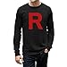Tstars Team Rocket Shirt for Men - Long Sleeve Anime R Print Top - Halloween or Work Group Theme Tee X-Large Black