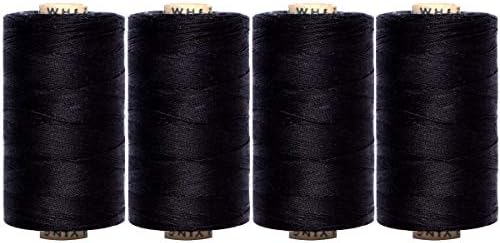 50WT Cotton THEAD Sets 100% Long-Staple Cotton spools Balck Sewing serger Thread,Total 2000yards,overlock Cone for serger Sewing Machine (4pack)