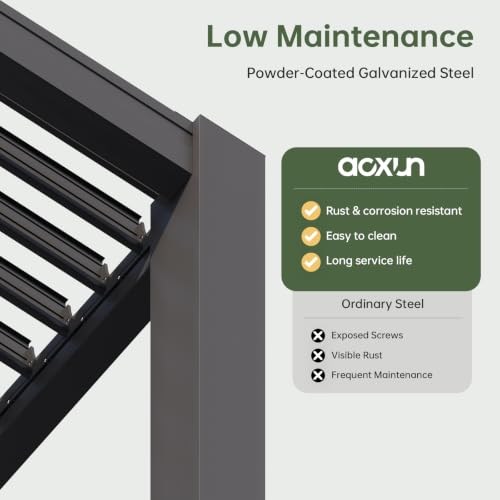 Aoxun Louvered Pergola 10x12, Outdoor Metal Pergola with Adjustable Louvers image 22