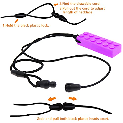 Sensory Chew Necklaces(6 Pack) for Kids with Teething, ADHD, Autism, Biting Needs, Oral Motor Chewy Teether, Silicone chewlery Jewellery Necklace for Boys&Girls (color2)