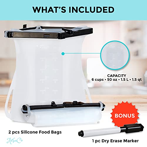 ArbaCo Reusable Silicone Bags Leakproof & Airtight {100 Food Grade