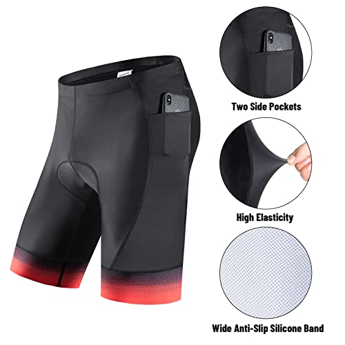 qualidyne Men's Cycling Shorts with Phone Pockets,4D Padded Bicycle