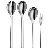 WMF Nuova 4-Piece Serving Set, Salad Cutlery, Serving Spoon, Serving Fork, Polished Cromargan Stainless Steel, Dishwasher Safe