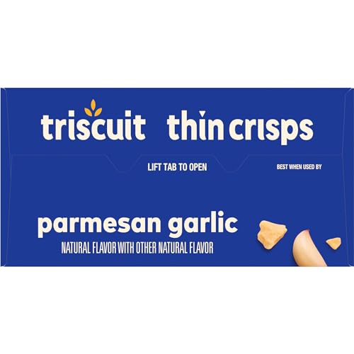 TRISCUIT THIN CRISPS PARMESAN GARLIC WHOLE GRAIN WHEAT CRACKERS, LUNCH SNACKS, SNACK CRACKERS, 7.1 OZ