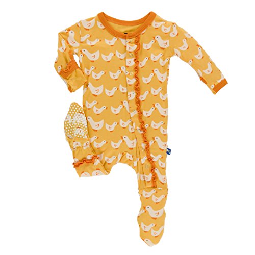 KicKee Pants Print Muffin Footie Fuzzy Bee Ducks (Preemie)