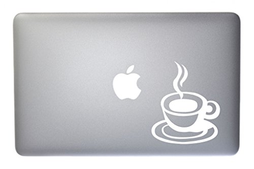 Coffee Cup Vinyl Decal for Macbook, Laptop or other device 5 Inch (white)