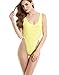 stripsky One Piece High Cut Swimsuit (M(US4-6),Yellow)