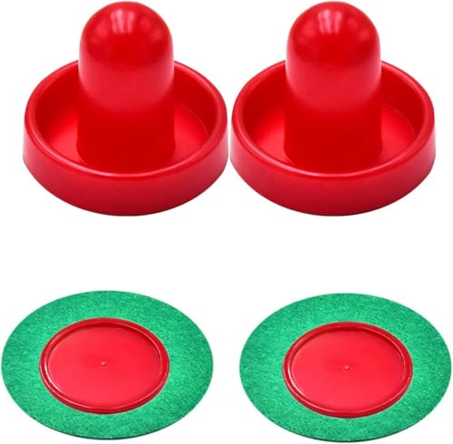 2 Red Air Hockey Pushers and 2 Red Pucks, Mini Air Hockey