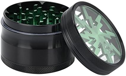 Kingspinner Metal Gold Tobacco Grinder 4 Part with Pollen Catcher Grinder Herb Weed Engraved (61mm-Green)