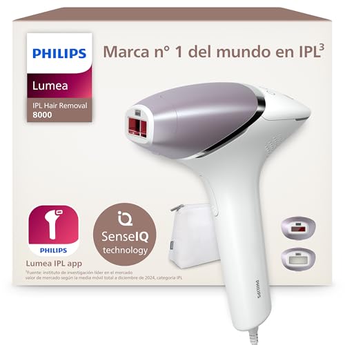 Philips Depiladora Lumea IPL serie 8000 - depilación con tecnología SenseIQ, 2 accesorios para cuerpo y cara, para uso con cable (modelo BRI944/00)