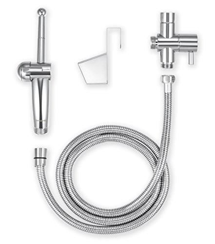 Jerrybox Handheld Bidet Sprayer Hygienic Anti-corrosion Bidet Shattaf Sprayer, Complete Sprayer Kit for Toilet with Adjustable Pressure Shut-Off Valve (ABS Engineering Plastics)