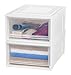 IRIS USA 29.2 L (30.9 US Qt.) Plastic Under Bed Storage Containers with Sliding Organizer Drawers, Stackable Storage Bin for Clothes Linens and Shoes, White