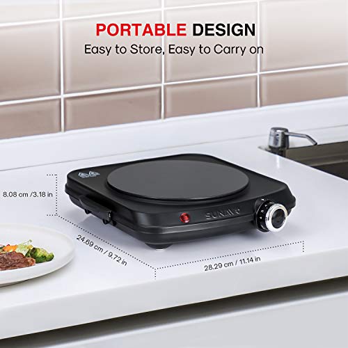SUNAVO Electric Infrared Burner, 1200W Ceramic Glass Hot Plate, 6 Power Levels Stainless Steel Single Burner for Kitchen Camping RV and More Black - Thumbnail 5