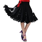 CISMARK Elegant Micro Fiber Long Swing Ballroom Latin Dance Skirt For Women,003black,One Size