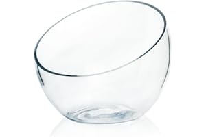 Craft And Party, Slant Cut Bowl Glass, Glass Fish Bowl Vase, 6" Height x 7" Width Fruit Jar, Candy Dish, Clear Terraium, Flower Centerpiece