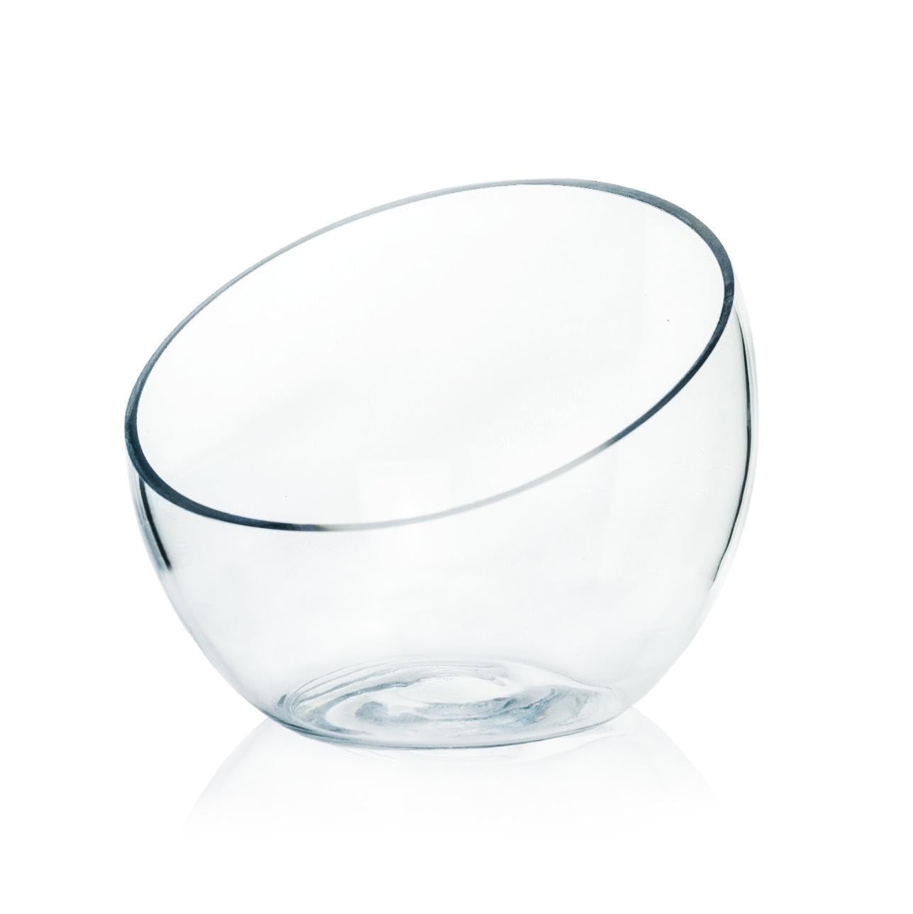 Photo 1 of Craft And Party, Slant Cut Bowl Glass, Glass Fish Bowl Vase, 6" Height x 7" Width Fruit Jar, Candy Dish, Clear Terraium, Flower Centerpiece