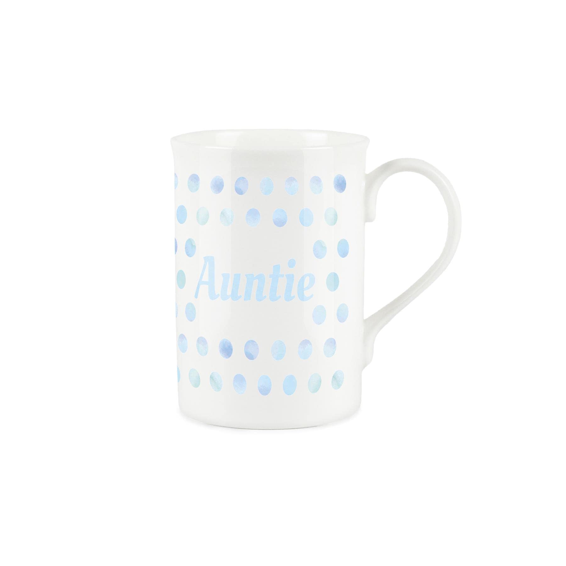 Purely Home Aqua Polka Dots Spots Auntie Mug - Fine Bone China Gift/Present Mug for Aunt