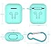 Compatible for AirPods Case with Keychain, Shockproof Protective Premium Silicone Cover Skin for AirPods Charging Case 2 & 1 (Green)