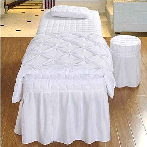 White Massage Table Sheet Set, Four-Piece Set Massage Mattress Bedspread Premium Beauty Bed Cover Comfortable Sheet -White 190x80cm(75x31inch)