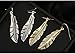 Antique Gold Silver Autumn Leaves Feather Drop Earring (D)