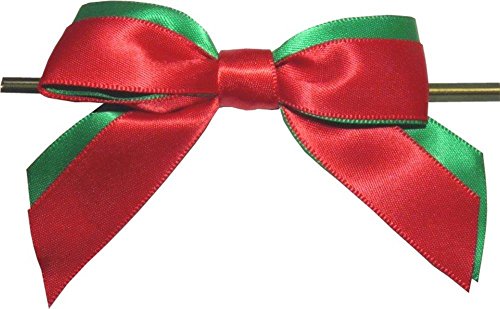 Red and Green ChristmasTwist Tie Bows - 50pc