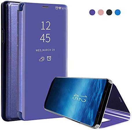 Galaxy S9 Plus Case, Tersely Clear Standing Flip Case Cover Slim Fit Translucent Mirror Smart Cover Luxury [Metal Electroplating Technology] [Mirror Touch Flip Folio Case Cover] Plating Ultra Slim Fit Book Style Practical Stand Full-body Protective [Anti-Scratch] Case For Samsung Galaxy S9 Plus (Purple)