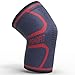 Knee Compression Sleeve for Knee Pain - Men Women Sports Knee Support Brace for Running, Hiking, Weightlifting, Workout (X-Large, Red - Black)
