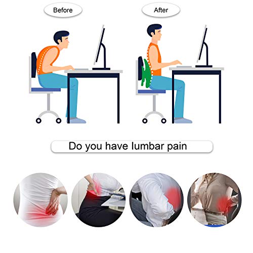 LONG FIT Lumbar Support,Back Cushion Inflated,Adjustable Backrest with 3D Mesh Breathable Cover Lower Middle Back Pain Relief Orthopedic Support for Car Seat,Computer/Office Chair and Posture Improve - Thumbnail 5