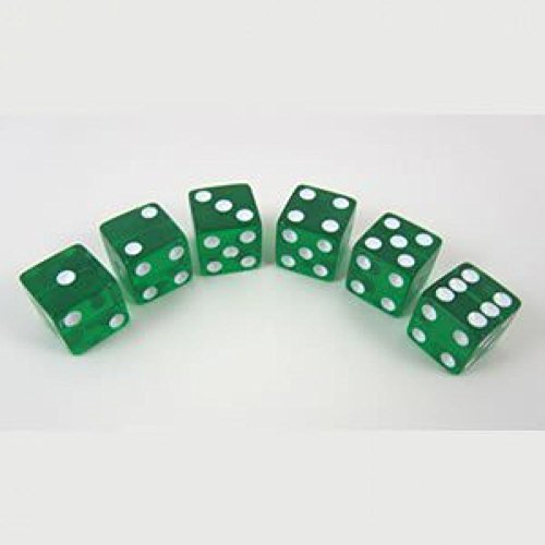 Green Transparent Dice D6 16mm Set of 6