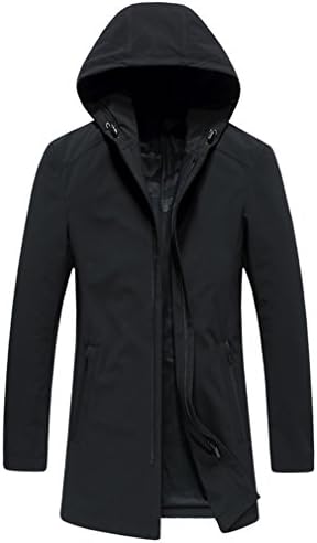 HWJCXZ New Men's fashion casual jacket hooded trench coat jackets men coat windbreak Black XL
