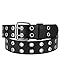 NYFASHION101 Solid Rich Fashion Color Double Grommet Belt, Black, Small