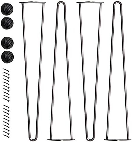Wifond 4PCS 34" Black Metal Heavy Duty Hairpin Legs, 3/8" Solid Bar, Superior Double Weld Steel Construction, Industrial Modern Mid Century Design, for Home DIY Coffee Table TV Stand Sofa Side Table