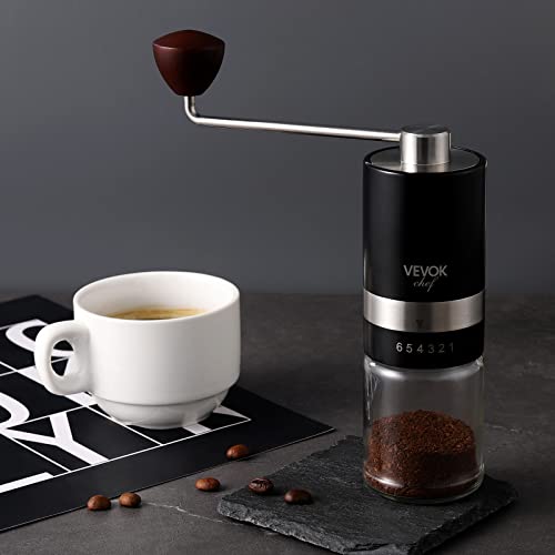 VEVOK CHEF Manual Coffee Grinder Mini Hand Coffee Grinder 6 Adjustable