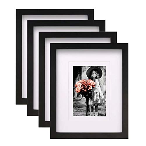 KINLINK 8x10 Picture Frames Black, Wood Frames with HD Plexiglass for Pictures 4x6/5x7 with Mat or 8x10 Without Mat, Tabletop and Wall Mounting Display, Set of 4 - Thumbnail 6