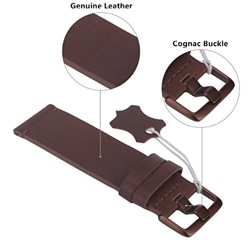 PEAK ZHANG Compatible Versa Bands Men Women Large Size Dark Brown Genuine Leather Wristband Replacement Accessories Fitness Strap Compatible Versa Smart Watch(Cognac)