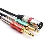 SiYear 10FT XLR 3 Pin Male to Double 6.35mm 1/4" TS Male Y Splitter Cable, Dual Mono Male (1/4 inch) 6.35mm to XLR Male Plug Stereo Microphone Audio Converter Adapter Cable(10Feet)