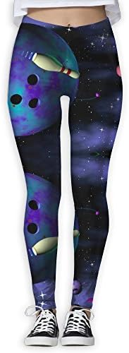 Women's Girl Space Star Bowling Ball High Waist Casual Leggings Tights Yoga Pants Running Pants Stretchy Sport Pilates Workout Long Sportswear