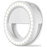 ELEWIUM Selfie Ring Light for Camera 36 LED Light for iPhone iPad Tablet Laptop Camera Sumsung Galaxy Photography Phones, Rechargable Battery,White