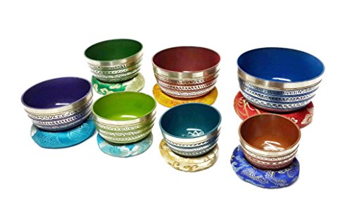 Beautyfull Tibetan handhammering singing bowl set Set of seven Handbeaten Singing Bowl From Nepal-Chakra Healing Singing… - Image 3