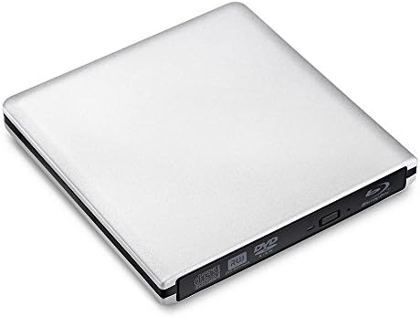WINTALE USB 3.0 External Blu-ray Player DVD/CD RW Burner Drive External ODD Device with Two USB Cable for Macbook Pro Air or Other PC Laptop/Desktops ,Windows 10 Compatible- Silver