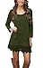 MiYang Women's Long Sleeve A-line Lace Stitching Trim Casual Dress M Army Green
