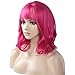 BERON 14 Inches Hot Pink Wig Short Curly Rose Pink Synthetic Wigs for Women Daily Party Hairnet Included