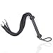 Plaisir Genuine Leather Flogger - Heavy Wooden Handle with Black Braided Leather (Black)