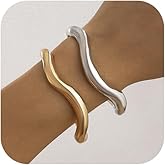 YNZGYBY Large Gold Cuff Bracelets for Women Chunky Stack Wavy Irregular Cuffs Bangle Accessories Vintage Large Stackable Non Tarnish Statement Jewelry