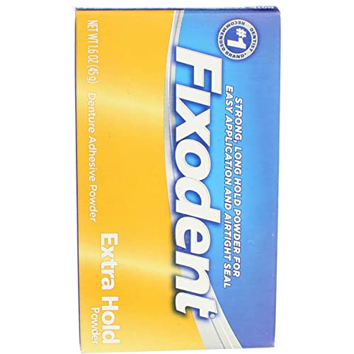 Fixodent Denture Adhesive Powder Extra Hold 1.6 oz, Pack of 5